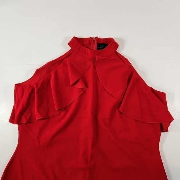 AX Paris Curve Womens 20 Red Reuffle Detail Midi Summer Dress NWT - Picture 5 of 12